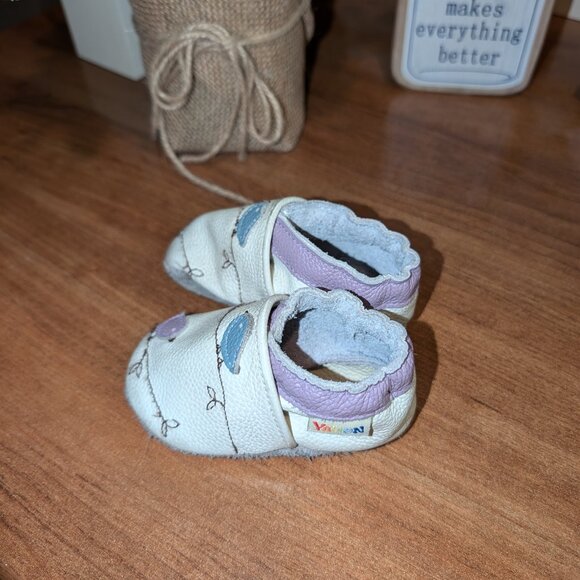 YALION Baby Soft Leather Suede Sole Infant Crib Moccasins 0-6 months - Picture 2 of 6